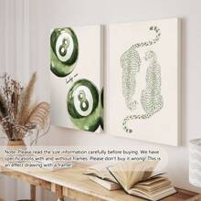 2 Stücke/Set ungerahmte grüne Gepard Glückszahl 8 Billard Y2K Preppy Kunstplakate ästhetische kleine Raumdekoration bunte Leinwanddrucke minimalistische Wandkunst für Studentenwohnheime, Studentenappartements, Wohnzimmer, Schlafzimmer, moderne Wohndekoration, Poster, Wandkunst, Raumdekoration, Herbst, Halloween, modern, Zitate (optionaler Rahmen)