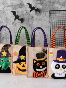1pc New Halloween Gift Non-Woven Fabric Handbag, Candy Bag, Ghost Festival Pumpkin Bag, Accessory Prop Gift Bag. This Handbag Adopts A Portable Design And Is Equipped With A Comfortable Handle For Easy Carrying At Any Time. Whether You Are Attending A Party Or Outdoor Activities, You Can Easily Carry This Handbag,