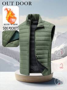 Gilet spesso da uomo per attività all'aperto, giacca smanicata casual con collo alto, per primavera e autunno