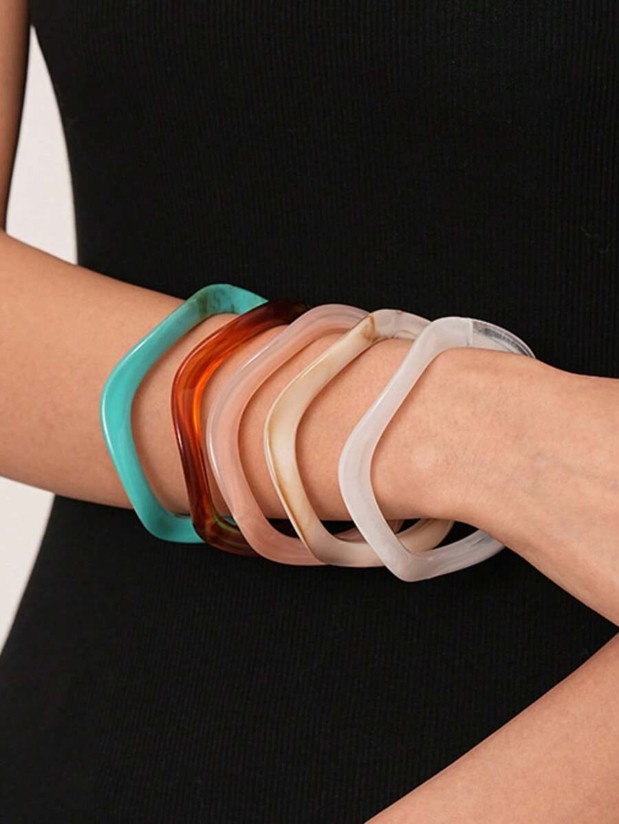 Brățară simplă din acril, geometrică neregulată, cu temperament retro și de nișă, accesorii lucrate manual, versatile și de înaltă calitate pentru femei, cel mai bun cadou pentru prietenele de sex feminin