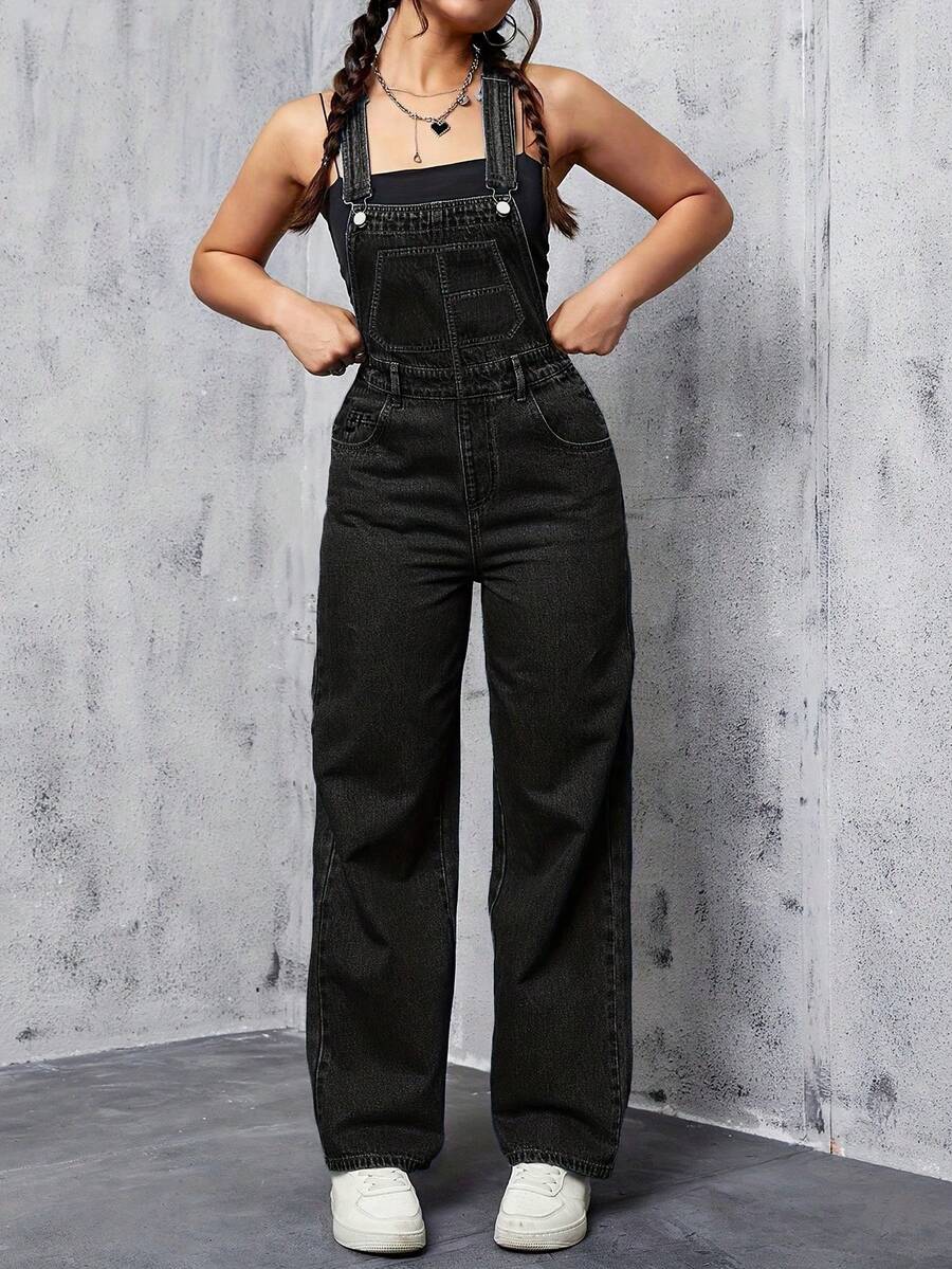 Women's Jeans, Y2K Style Overalls, Jumpsuits, Cargo Pants, Waist-Cinching And Hip-Lifting, Loose And Slimming, Suitable For All Seasons, Multiple Pockets And Simple Style Design, Perfect For Outdoor Wear, Cocktail Parties, Parties, Christmas, Nightclubs, Banquets, Film Festivals, Cinemas, Balls, Cocktail Parties, Bars, Weddings, Graduation Ceremonies, Homecoming, Birthday Parties, Rebellious Girls Festival-Themed Parties, Outdoor Outfits, Streetwear, Fashion Shows, Dates, Working Outside, Country-Style Women's Clothing, The Best Women For Going Out, Ladies' Vacation Clothing, Pantalón Jean Mujer,Women Clothes,Jeans Para Mujer,Pantalones De Mujer Jean,Ropa De Mujer,Tall Jeans Women,Y2k Clothes,Going Out Outfits,Holiday Outfits For Women,Vacation Outfits Women,Club Outfits For Women,New Years Outfit Women,Holiday Outfits For Women - màu đen - Xem 1
