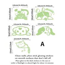 Conjunto de 5 adesivos de interruptor em formato de animais que brilham no escuro, decorativos para quarto, cozinha, banheiro e sala de estar. - Azul - Ver 3