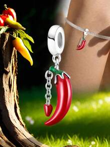 1 件时尚 925 纯银草莓串珠吊坠适合女士手链手镯 DIY 珠宝制作和日常服装搭配珠宝装饰适合女孩 - 銀色 - 查看 4