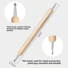 Double-Ended Point Point Pen Dot Drill Pen Nail Pen Nail Dot Flower Hook Edge Polka Dot Nail Art Special Tool - màu nâu - Xem 6