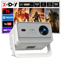 XGODY A6 Pro Projector 4K Support Native 1080P HD Built In Android 11 650 ANSI With 1GB RAM+32GB ROM Storage 135° Rotation Portable Projector, Auto Keystone Correction WiFi6 Voice Assistant Mini Projector Compatible For Smartphone/Tablet/PC - 白色 - 查看 1