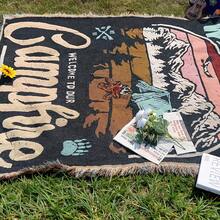 Picnic Blanket/Home Blanket/Bed Cover/Sofa Towel/Moisture-Proof Camping Mat/Tent Pad/Warm Blanket, Bohemian Style Tear-Resistant Home Casual Blanket/Sofa Towel/Tablecloth/Sofa Cover//Outdoor Background Cloth - Navy Blue - View 5