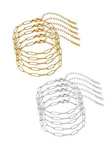 5/10-Piece Buckle Bracelet Set, Stainless Steel Adjustable Chain Bracelet With Lobster Buckle, Suitable For DIY Jewelry Making