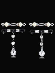 2Pairs Fake Nipple Rings - Adjustable Fit Daily Wear Nipple Nooses - 8mm Candy Beads, Fake Nipple Jewelry Faux Nipple Piercing Non Pierce Faux Barbells, Fake Nipple Piercings, Heart, Snake, Butterfly, Valentine For Lovers, Colorful