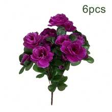 6 Bundles Artificial Faux Rhododendron Flowers, Artificial Flowers Silk Flowers Rhododendron Arrangement Wedding Table Centerpiece Table Centerpieces For Dining Room For Home Wedding Party Decor Gifts For Women - Z - 查看 1