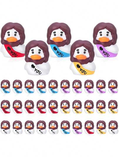 5/10pcs Mini Resin Ducks, Mini Jesus Ducks, Mini Jesus Figurines, Small Resin Ducks, Suitable For Party Favors, Office Desk, Home Decor, DIY Fairy Garden, Micro Landscape Craft, Garden Decoration, Car Interior Accessories, Birthday Gifts (Random Color)