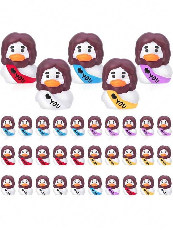 5/10pcs Mini Resin Ducks,Jesus Mini Ducks Mini Jesus Figurines Ducks Tiny Resin Ducks For Party Gifts, Desks, Offices, Home Decoration, DIY Fairy Garden, Micro Landscape Craft, Garden Decoration, Car Interior Accessories, Birthday Gift(Random Color)