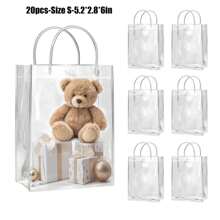 20pcs Transparent PVC Handbag, Holiday Birthday Candy Flower Petal Gift Bag, PVC Jelly Cosmetic Handbag, Holiday Party Handbag, Holiday Gift Bag, Reusable Transparent Handbag, Small Business Supplies, Best Value Items, Shopping Bag, Party Bag, Wedding Birthday Party Gift Bag, Handmade Handbag, Party Favors, Cheapest Items Available - Clear - View 12