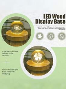 1PC Wooden Switch Lamp Base LED USB, Natural Wood, On-Off Control, LED Compatible, USB Powered, Decorative, Sturdy.