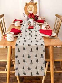 1 件圣诞亚麻桌旗，圣诞快乐桌布，圣诞树设计，183 * 33 厘米圣诞桌布，圣诞快乐装饰，圣诞派对用品，圣诞装饰，家居圣诞装饰，圣诞礼物，圣诞厨房用品，