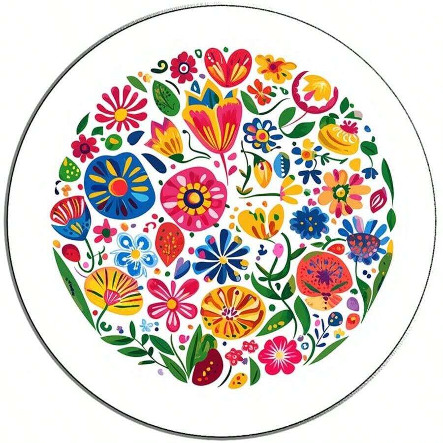 Patrón floral colorido en un círculo -1.Jpg - Multicolor - Ver 1