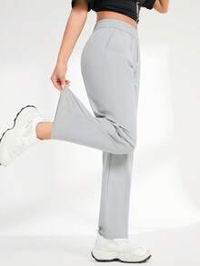 New Arrival Sports Casual Pants With Pockets, Women Trousers - Grey - View 3
