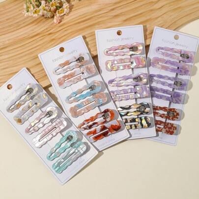 6pcs Acetate Water Drop Hair Clips, Solid Color Casual Hair Clips, New Bangs Clips, Women's Front Bangs Clips, Cute Hair Clip Accessories For Makeup, Claw Clips, Hair Claws, Hair Slide, Hair Barrettes, Snap Clip, School Stuff