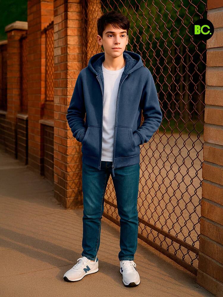 Sudadera De Niño Little Big City con Peluche y Capucha en Colores Varios, Estilo Casual Deportivo y Abrigado, con Cierre Frontal Completo y Bolsillos Laterales Funcionales, Forro Interno Tipo Peluche Suave al Tacto que Proporciona Máximo Confort, Confeccionada en Tejido de Alta Calidad con Relleno Ligero para Mayor Calidez, Acabados de Costura Reforzada para Mayor Durabilidad, Puños y Cintura de Rib Ajustado para Mejor Ajuste al Cuerpo, Capucha con Cordones Ajustables que Brinda Protección Adicional Contra el Viento y el Frío, Perfecta para Uso Escolar, Salidas al Aire Libre o Descanso en Casa, Fácil de Combinar con Pantalones de Mezclilla, Joggers o Pants Térmicos, Lavar a Máquina con Colores Similares, Disponible en Varias Tallas Infantiles, Ideal para Regalo en Épocas de Invierno o Cumpleaños, Diseño Moderno y Funcional que Acompaña el Movimiento del Niño sin Restringirlo, Garantía de Satisfacción y Calidez en Cada Uso, Producto Exclusivo de Moda Infantil Masculina - Azul - Añade 1