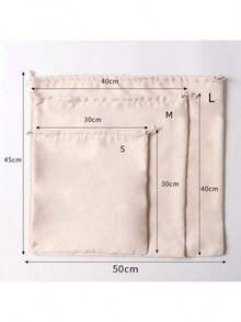 Drawstring Suede Storage Bag, Travel Dust Proof Pouch, Clothes Organizer - Beige - View 7