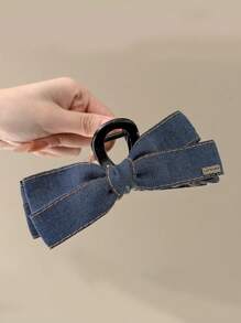 1个女士韩版时尚牛仔蝴蝶结发夹，13厘米，高端发爪发饰，适合日常使用、送礼、旅行、送给女性的礼物、美发用品、圣诞礼物 - 彩色 - 查看 8