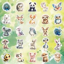 50 buc autocolante drăguțe cu animale în acuarelă, personalizate, artizanat, scrapbooking, pentru sticle de apă, cutie de șervețele, raft, tabletă, husă de telefon, chitară, valiză, cască, frigider, scrapbooking, aplicații decorative autoadezive, finisaj mat, excelent pentru cadouri de sărbători!