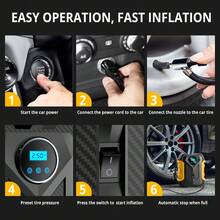 Carsun Portable Car Tire Inflator Pump, 150 PSI Corded Air Compressor With LED Light, Auto Shut Off, Fast Inflation For Car, Bicycle, Motorcycle, Balls And More - Wired - View 9