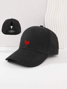 1 件装女士纯色马尾开口棒球帽，时尚运动棒球帽，户外防晒