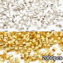 500/1000/2000 pièces tubes de positionnement de 2 mm - durables et polyvalents pour la réalisation de colliers et bracelets. Accessoires de haute qualité, expérience d'artisanat sans tracas (couleur blanc, doré, argenté)