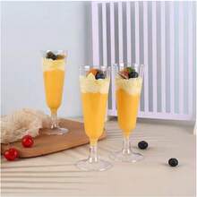 50 piezas Copas elegantes de plástico para fiesta de champán Transparente, ideales para fiestas y cualquier ocasión,Copa de cóctel, copa de vino tinto, copa de postre,diseño elegante - transparente - Ver 4