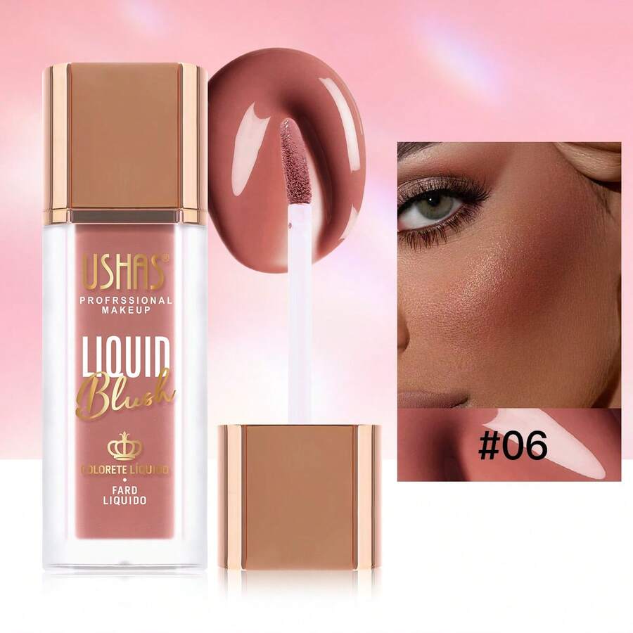Ushas 6-Color Liquid Blush, Multi-Purpose Makeup, Creates A Natural Blush, Bright Eyeshadow, Matte Natural Lip Gloss, Easy To Apply, Long-Lasting Moisture Retention, Enhances Complexion, And Creates A Delicate Makeup Look. Essential Beauty Item - #06 - Xem 1