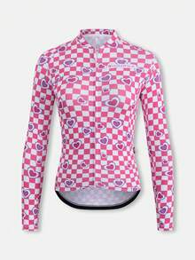 女式夏季骑行服，两用山地/公路骑行装备，速干高弹力面料，背面三口袋设计，山地/公路骑行装备 - 粉色 - 查看 1