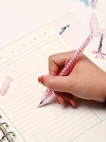 1 支美人鱼尾巴闪光笔，创意学生文具，液体流沙吊坠笔，节日礼物，学校用品，返校