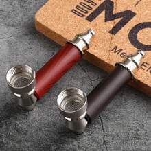 2PCS Tobacco Pipe Set – Wooden Classic Texture Smoking Pipes In Red And Black With Smooth Handle Finish – Includes Pouch For Everyday Use And Gifting - 1 - View 3