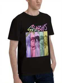 Saja Team K-Pop Demon Hunters Graphic T-Shirt - Black Tee With Pastel Purple/Pink/Teal Design - Heavyweight 180gsm Crewneck Shirt For Anime, Gaming & K-Pop Fans - Unisex Casual Apparel, Allseason Clothing, Retro Font Style, Durable Print, Nontransparent Material - màu đen - Xem 5