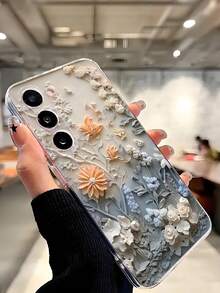 1pc Beautiful Floral Oil Painting Pattern Soft Phone Case Compatible With IPhone 17 Series, Compatible With Samsung, Compatible With Honor, Compatible With Samsung, Compatible With Redmi, Compatible With Galaxy A04e/12/A13/A14/A34/A50/A52/A53/A54/S21/S22/S23/S24/S25/S25Ultra, 6A/7A/8A, 12T/13T,International Version, Not The Domestic Version - Clear - View 8