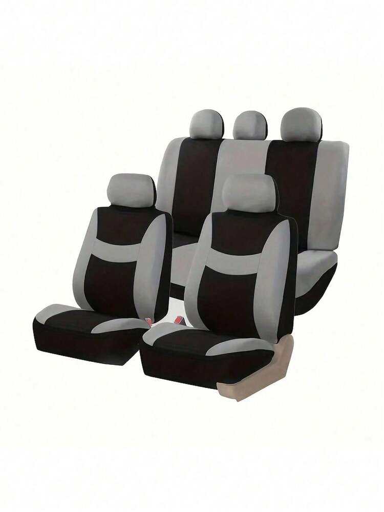 9 件通用汽车座椅套套装，适用于轿车、SUV、MPV 等。包括 2 个前座套、1 个靠背套、1 个后座套和 5 个头枕套，兼容安全气囊 - 款式A - 查看 12