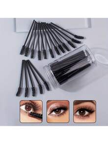 200/100/50/1件一次性睫毛膏刷工具眉刷睫毛膏棒化妆刷睫毛延长用品，带容器睫毛膏棒睫毛膏刷眼部黑色眉刷用于眉毛睫毛延长彩色