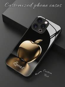 1pc Customizable Name, High-Definition Glass Phone Case With Apple Pattern, Fashionable And Colorful, Suitable For Samsung S24 Ultra/S25 Ultra And Apple 17 Pro Max/17 Air/16 Pro Max/15/14 Plus/13 Pro/12 Pro Max/11/Xs Max/8/7/6 Plus, Compatible With Cute, Fun, Minimalist Phone Case Designs,Cell Phones & Accessories,Season Picks