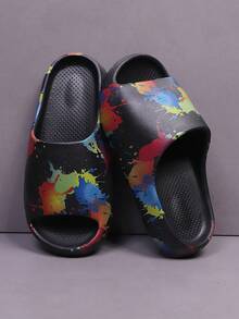 2025 Nova Onda Esponjosa Casal Ins Bottom Interno Massageador Chinelos Rasteiros Chinelos Casuais Chinelos Esportivos Sola Grossa Impressão de Moda em Cores - Preto - Visão 7