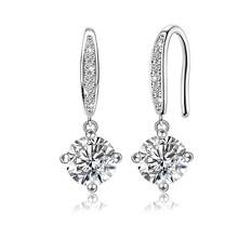 925 Sterling Silver Cubic Zirconia Round Pendant Earrings, Diamond Earrings, Fashionable & Delicate, Suitable As Birthday Gift