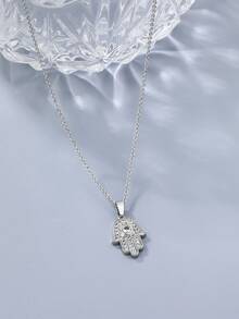 1pc Unisex Hiphop Fatima Hand & Eye Pendant Necklace, Versatile Everyday Unique Necklace