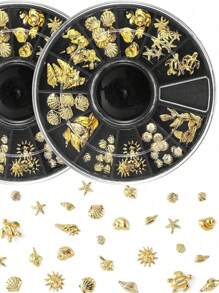 海洋主题金属铆钉水钻填充饰品饰品材料星星贝壳3D美甲装饰DIY配件美甲用品指甲美甲宝石 - 彩色 - 查看 2