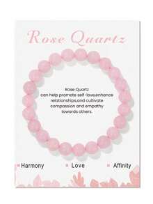 1 件天然水晶手链，男女适用 - 8 毫米半宝石串珠手链，愈合弹力圆珠手链，男女通用珠宝礼物