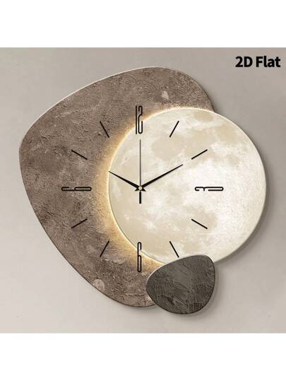 1pc 2D Flat Textured Planetary Blocks Silently Wand Clock, Super Silent Quartz Movement, No Ticking, ating Clocks In Living Rooms, Bedroom, Offices, Kitchens, Cafes, Perfect ative Friends Family Home Room view 3
