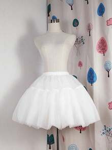 Women's White Tulle Skirt Tutu - 4 Levels Short Tulle Skirt Tutu With Elasticated Waist