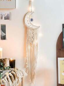 1pc Boho Macrame Woven Wall Hanging Crochet Crescent Moon Star Dream Catcher With Long Tassel Dream Catcher Wall Decor Handmade Bohemian Home Decor Decoration Art Craft For Kids Bedroom Dorm Room Excluding Lights Garden Lights Garden Decor Wedding Decor Room Decor Gifts Birthday Graduation - Multicolor - View 15