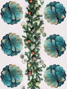 2/4/6/8 Stücke 35 cm Ginkgo Blatt Blau & Gold Stil weiße Tischsets, waschbar rutschfest hitzebeständig aus Polyestergewebe, rund, rutschfest, mit Heim- & Feiertags-Dekor Tischdecken, geeignet für tägliches Essen, Halloween, Weihnachten, festliche Outdoor-Partys, Bankette - elegante Tischdekorationen, Feiertags-Essens-Accessoires | Glänzendes Geschirr | Polyester Tischsets, Tischdecken, Hohe Qualität.