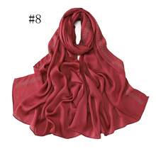 1件纯色亮片钻石雪纺围巾，优雅仿水晶穆斯林头巾披肩，女士户外防晒头饰 - B - 查看 25