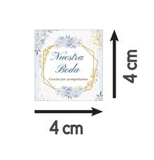 72/90 stikers para boda etiqueta gracias por venir/ acompañarnos - Azul Cadete - Ver 2