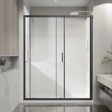 Bathroom Shower Door, Sliding Glass Shower Door,  1/5 Inch Shower Screen, Shower Panel With Stainless Steel Handle, 60 X 72Inch, Black